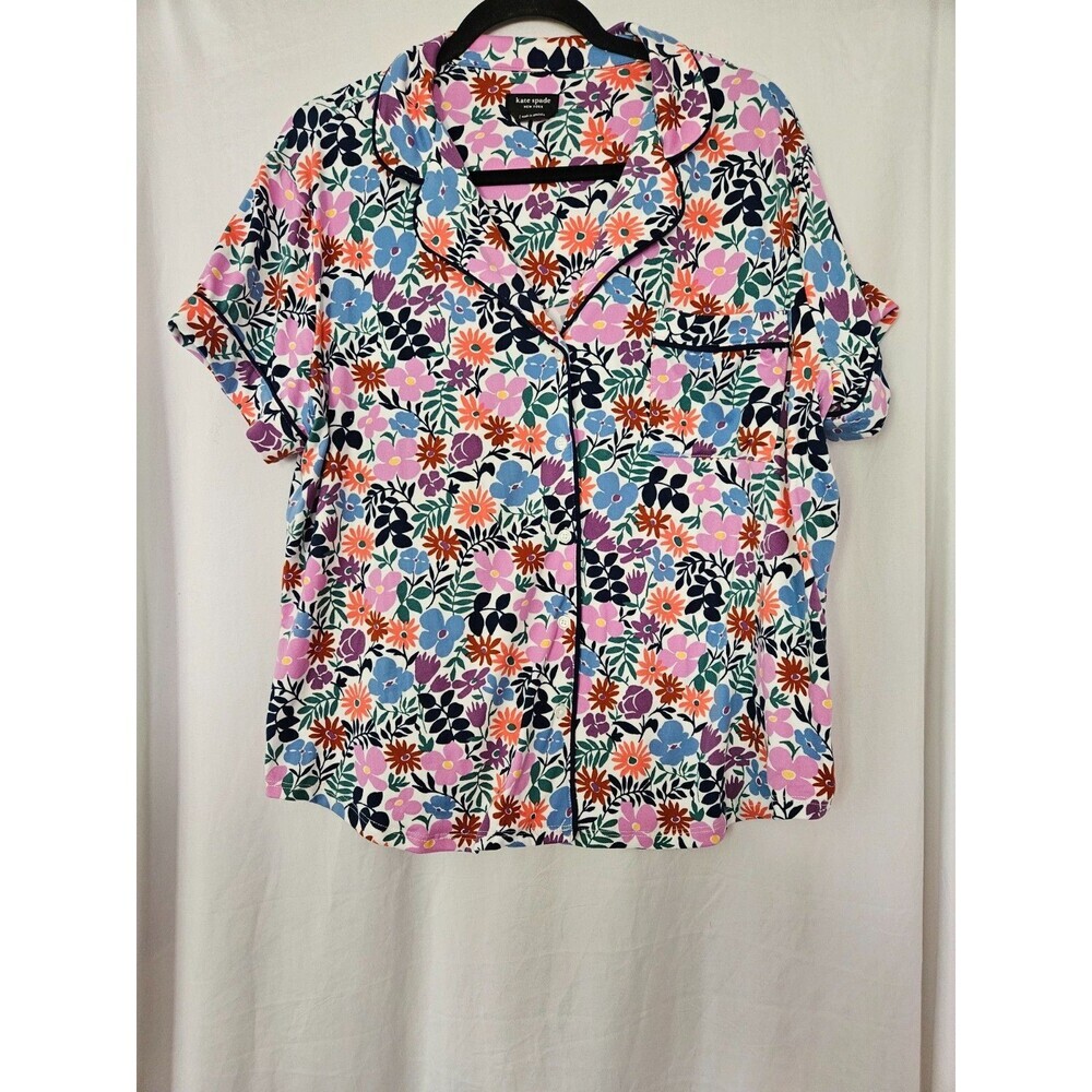 Kate Spade New York Women's Large Soft Multicolor Floral Button Front